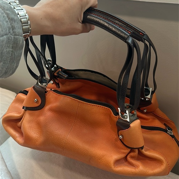 Non Signe Y2K Orange Brown Silver Hardware Shoulder Bag
